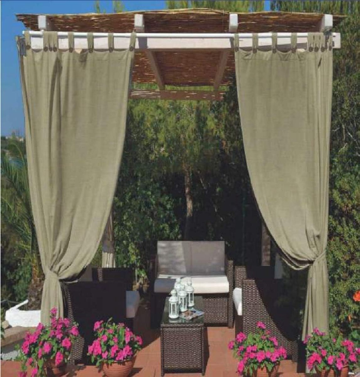 SnelShoppen - Luifel voor Paviljoen, Pergola, Veranda, Waterdicht, Vuilafstotend, Harsgecoat, Polyester, 140 x 270 cm, Taupe, Tuin, Buiten, Feest