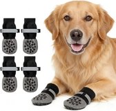 4 stuks - Hondensokken - Antislip hondensokken - met elastische bandjes - Hondenschoenen - Anti-kras laarzen - Anti-kras Kattenlaarzen - Anti slip sokken - met ster silicone zool - voor kleine, middelgrote en grote honden - maat XS - 4.5*12cm - zwart
