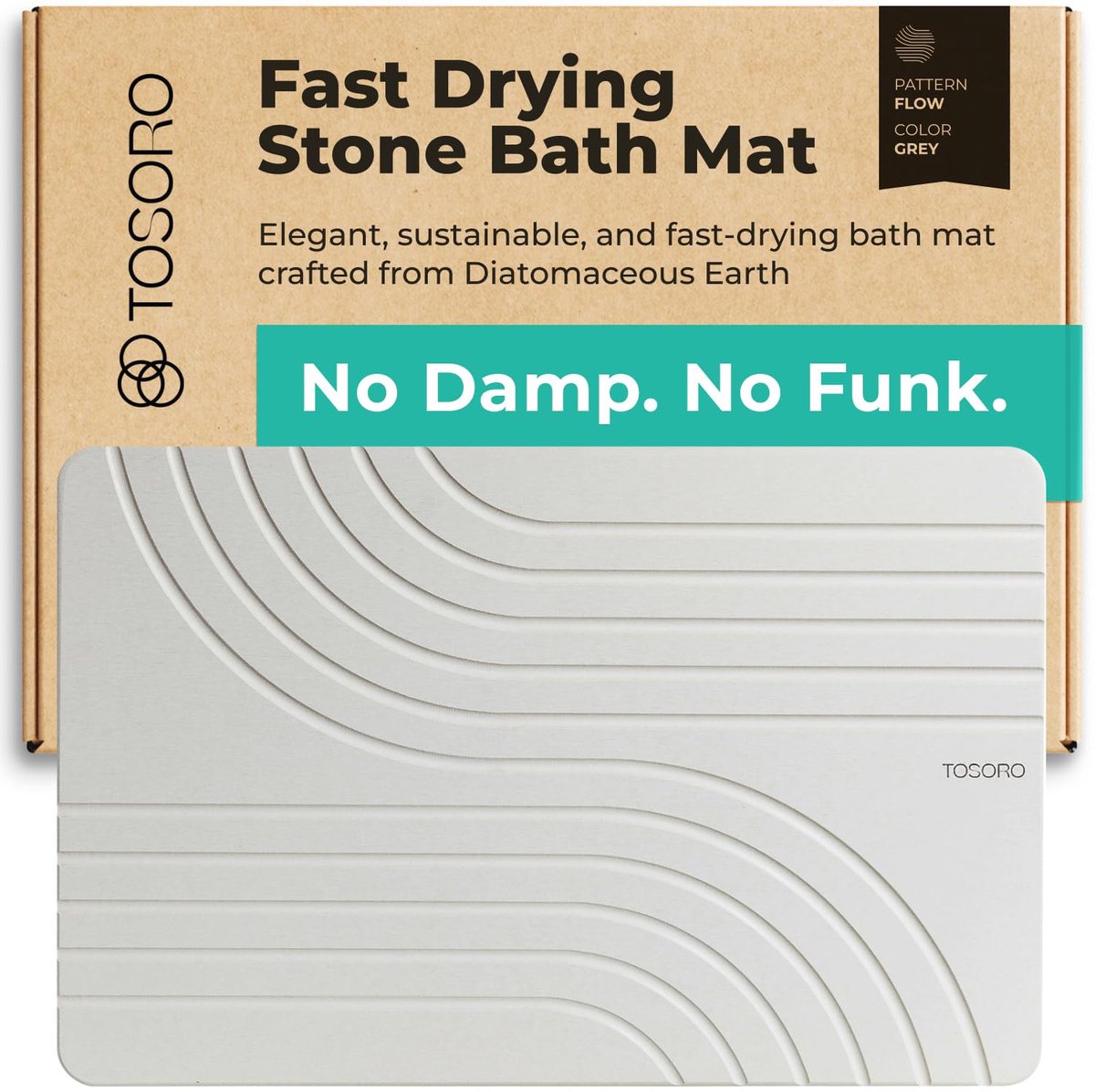 SnelShoppen - Stenen badmat - Diatomeeënaarde antislip douchemat - Sneldrogend en absorberend - Modern design - Makkelijk schoon te maken - 23,5 x 15