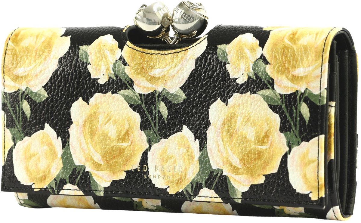 Ted Baker Leren portemonnee Albaz Printed Large Bobble Purse Black zwart