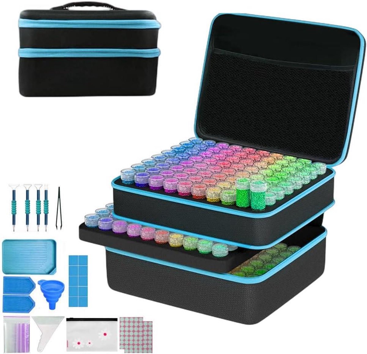 Diamant Schilderen Opbergdoos - Knutsel Organiser - Kralen Sorteren - 240 Transparante Bakjes - Grote Capaciteit - Zwart