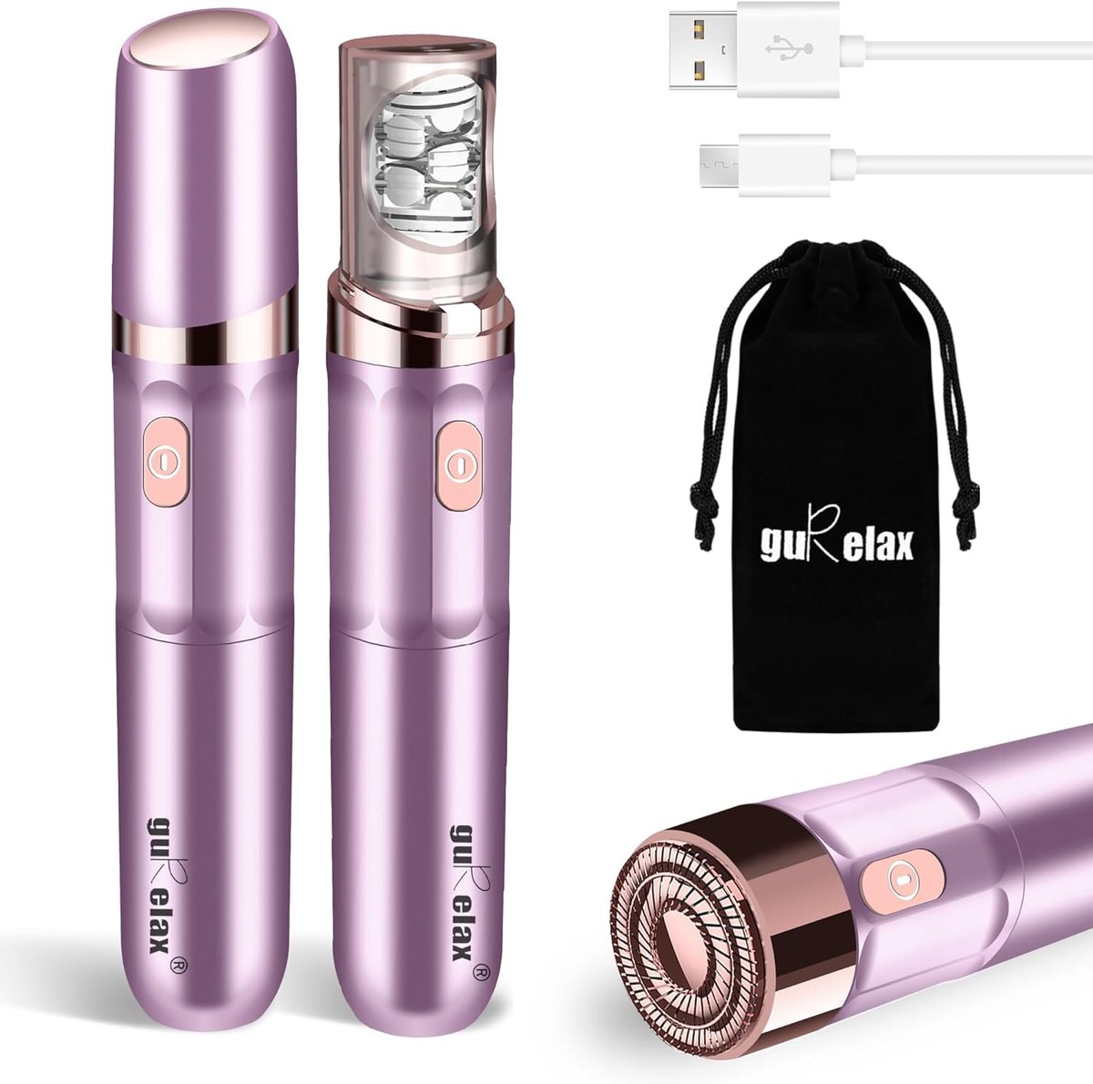 SnelShoppen - Gurelax Epilator voor Vrouwen - Oplaadbare Gezichtshaarverwijderaar - 2-in-1 Elektrische Ontharingsapparaat - Luxe Wit - Voor een Zijdez