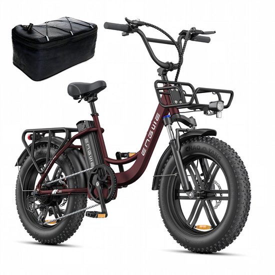 ENGWE L20 Boost Elektrische fiets - Actieradius 120km - Verwijderbare batterij 48V13Ah - Motor 250W - Shimano 7 versnellingen - Met voor schokdemper - Mechanische Schijfremmen - 20 Inch Commuter E-Bike - Fatbike -Rood - ENGWE - €1.149,00
