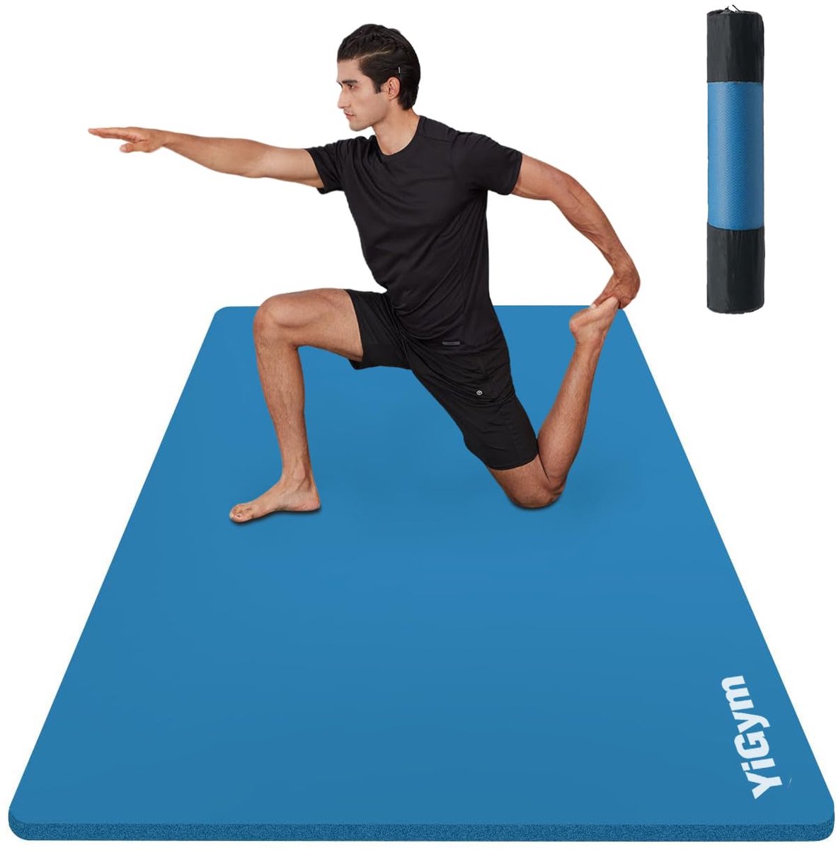 SnelShoppen - YiGym Yogamat Oefenmat 195x90x1,0 cm - Dikke Fitnessmat voor Sport, Yoga, Pilates, Gym, Thuisgebruik, Antislip, Blauw