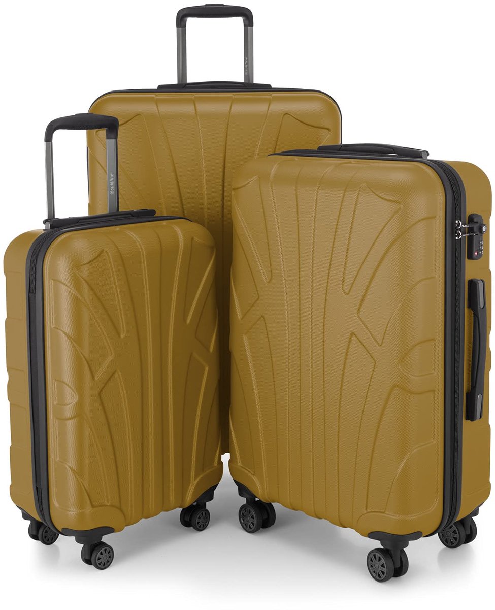 SnelShoppen - 3-delige Kofferset ABS Harde Koffer Handbagage 55 cm, Middel 66 cm, Groot 76 cm, Uitbreidbaar met TSA Slot, 4 Dubbele Wielen, Telescopis