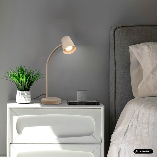 BRILONER Skriva - Tafellamp - bureaulamp - met snoer - draaibaar tafellampje - excl. GU10 - 13 x 38,5 cm - beige van Briloner — afbeelding 5