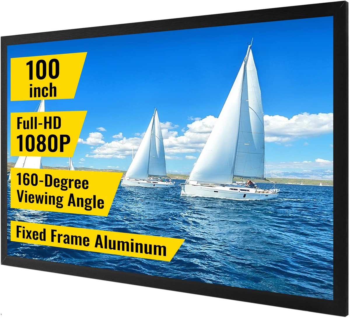 SnelShoppen - VEVOR Groot 110 inch HD-projectiescherm 16:9, 3D-projectorscherm met aluminiumlegering, ideaal voor buiten, thuis, tuin, feest en campin