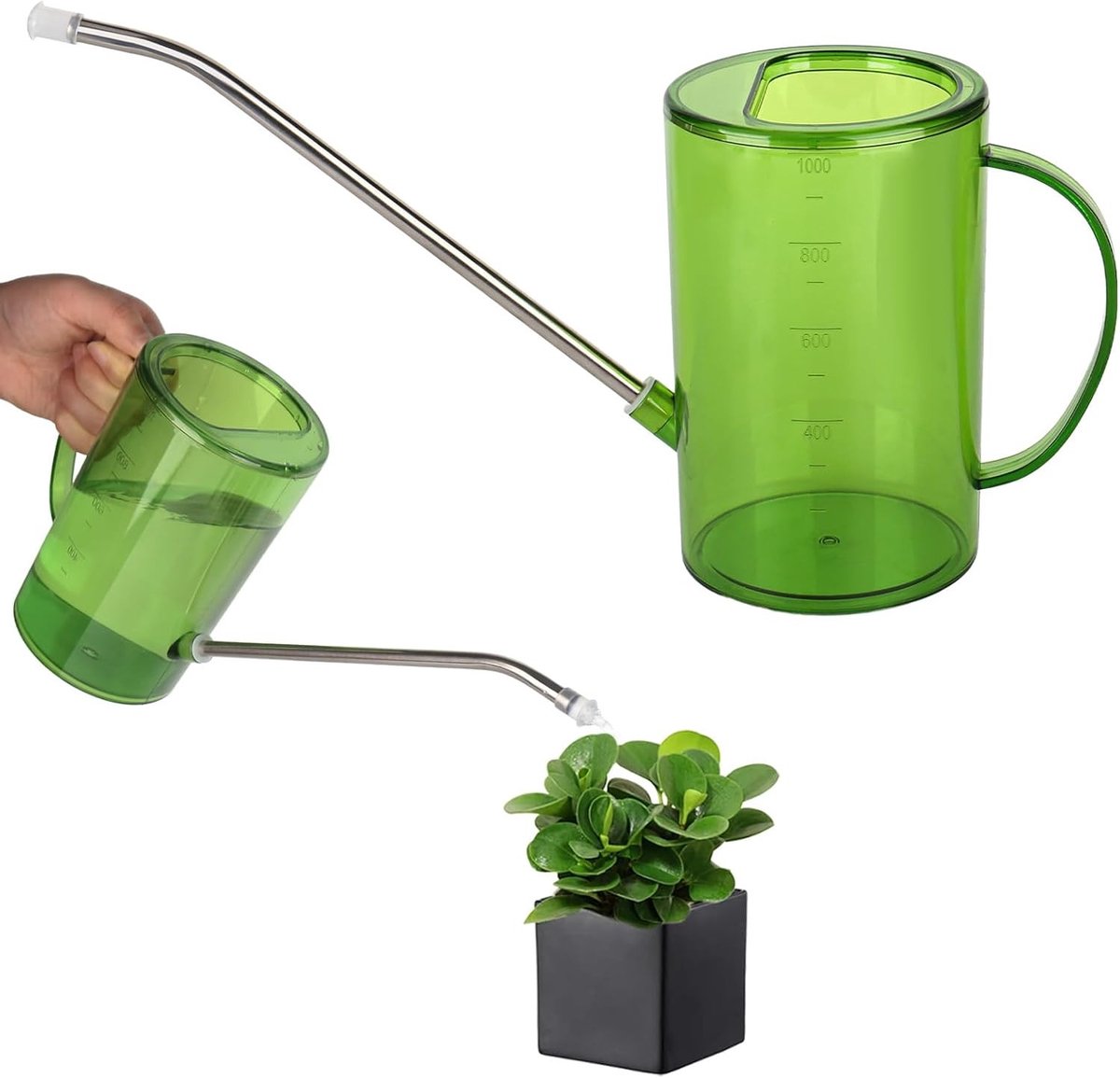 Praktische Gieter voor Binnenplanten met Lange Tuit 1.0 L, Ideaal voor Bloemen en Tuinonderhoud, Compact en Handig voor Thuisgebruik