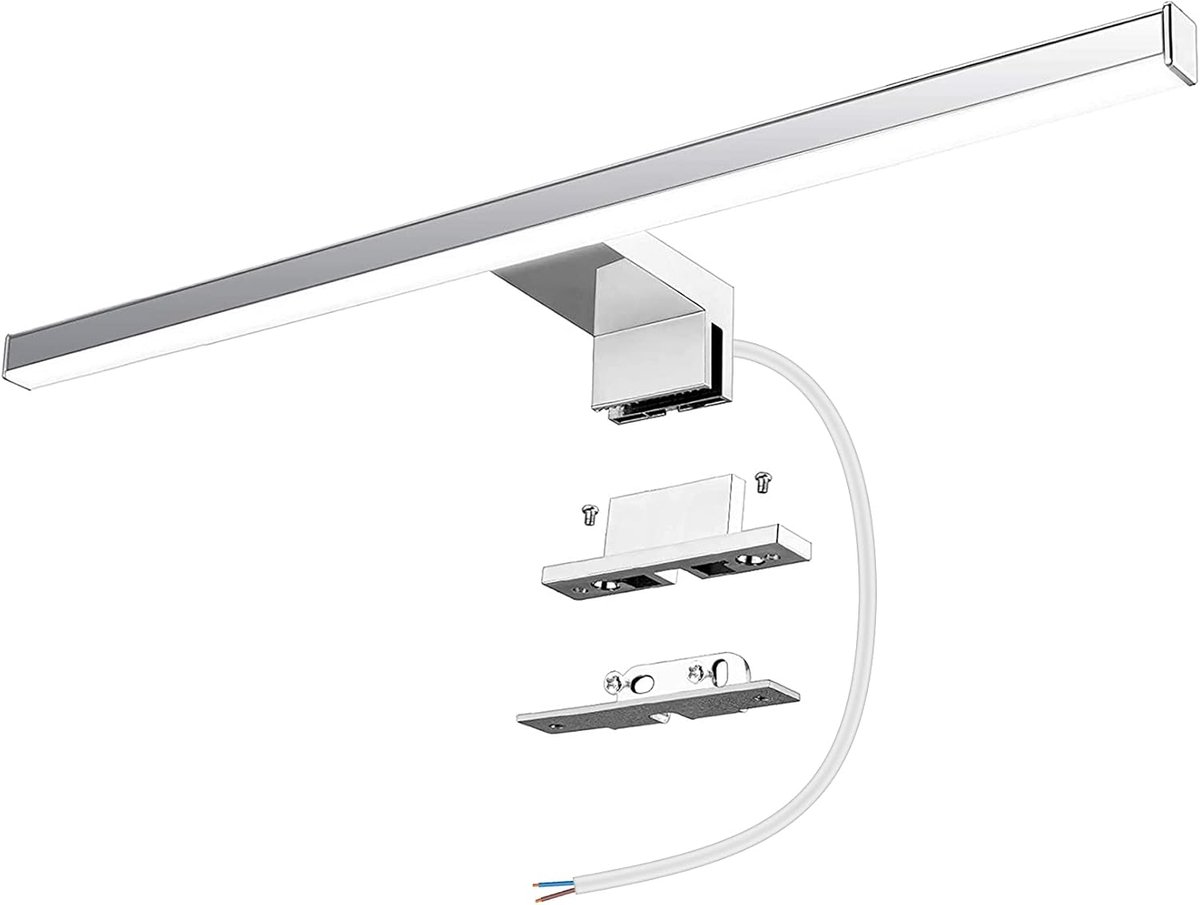 SnelShoppen - LED Spiegel Lamp Badkamer 10W 820LM 60cm Neutraal Wit 4000K RVS Wandlamp 3in1 Montage IP44 - Flickervrij Voor Badkamerkast