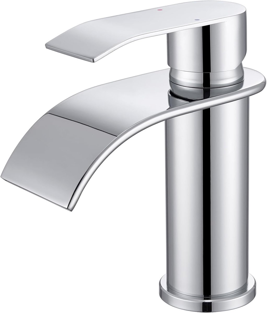 CECIPA Bathroom Sink Faucets Chrome, Stainless Steel Single Lever Mixer Tap Fixture Bathroom, Bath Faucet with Spout - ShopVlot