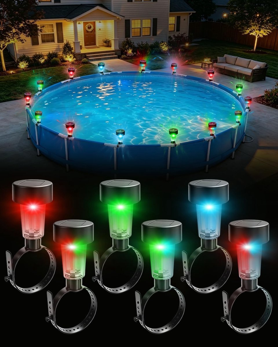 SnelShoppen - Lustaled RGB-zwembadverlichting op zonne-energie, kleurveranderende LED-lampen voor tuin, zwembad, feest, energiezuinig, eenvoudig te in