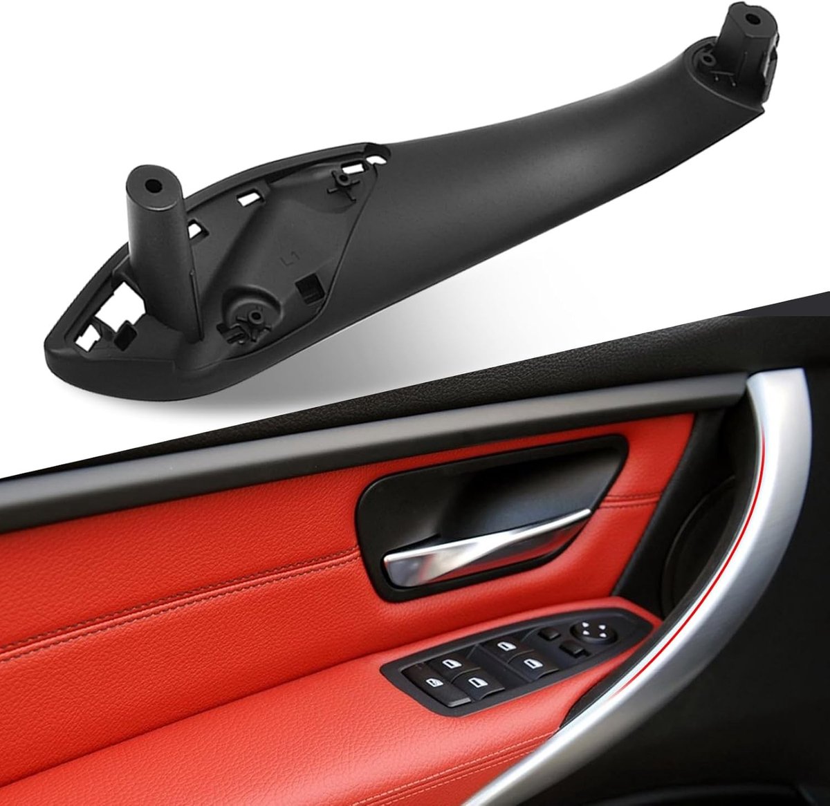 Binnenhandgreep voor BMW Series 3 en 4 - Links, Zwart, Geschikt voor F30, F31, F32, F33, F80, F82, F34, F36, F83 - Vervangingsonderdeel voor Deurhandvatten