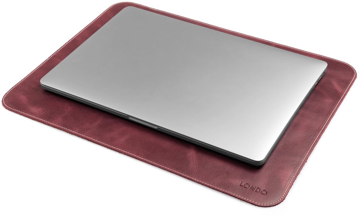 SnelShoppen - LONDO Top Grain Lederen Muismat - Bureaumat voor Thuis en Kantoor - Damson Kleur - Perfect voor Computergebruik en Gaming - Luxe en Duur
