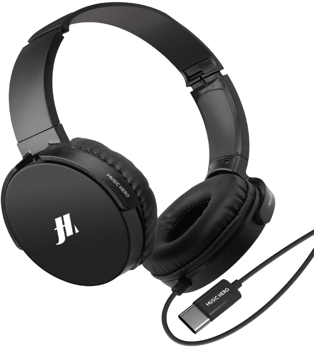SnelShoppen - Music Hero USB-C Hoofdtelefoon 1,2 m met Draaibare Oorschelpen, Geïntegreerde Microfoon, Oproepbeantwoorden Knop, Verstelbare Hoofdband,