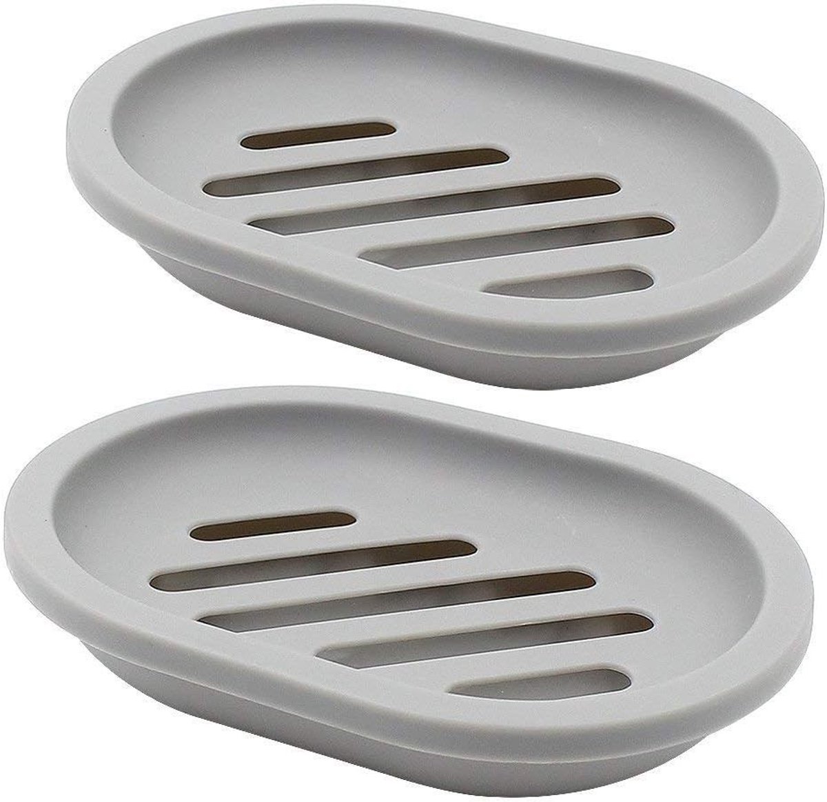 Praktische zeepbakjes in set van 2: eenvoudig schoon te maken, houdt zeep droog, perfect voor badkamer en keuken (grijs)