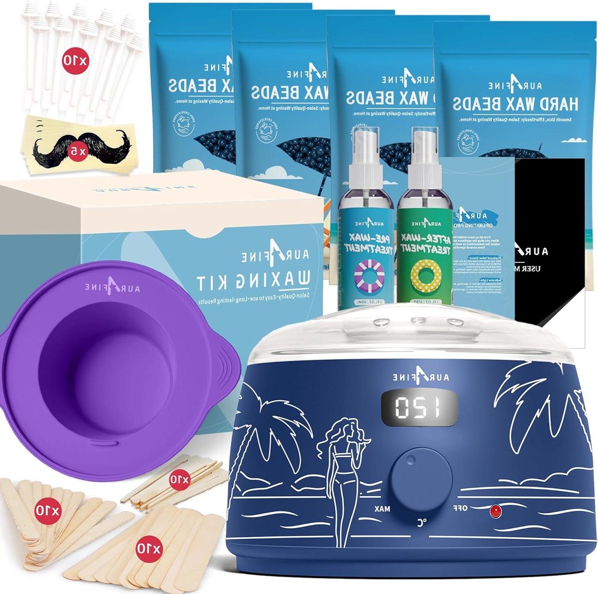 Digitale Waxset - Waxverwarmer Harsen - Thuis Ontharen - Nauwkeurige Temperatuur - 138 kg - Blauw