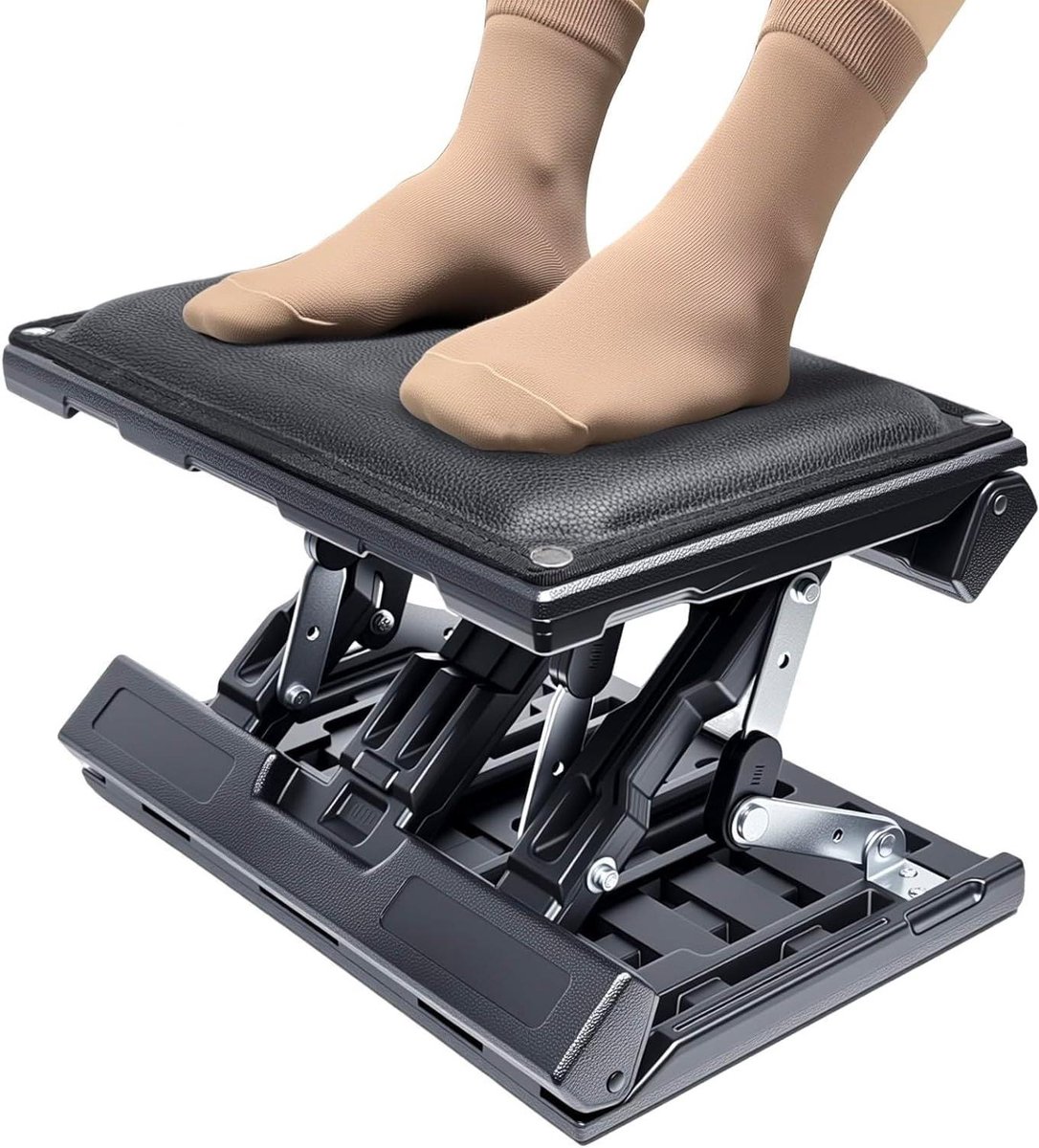 Voetsteun Bureau - Voetkruk Verstelbaar - Ergonomisch Zitten - Traploos Instelbaar - 31 x 40 cm - Zwart