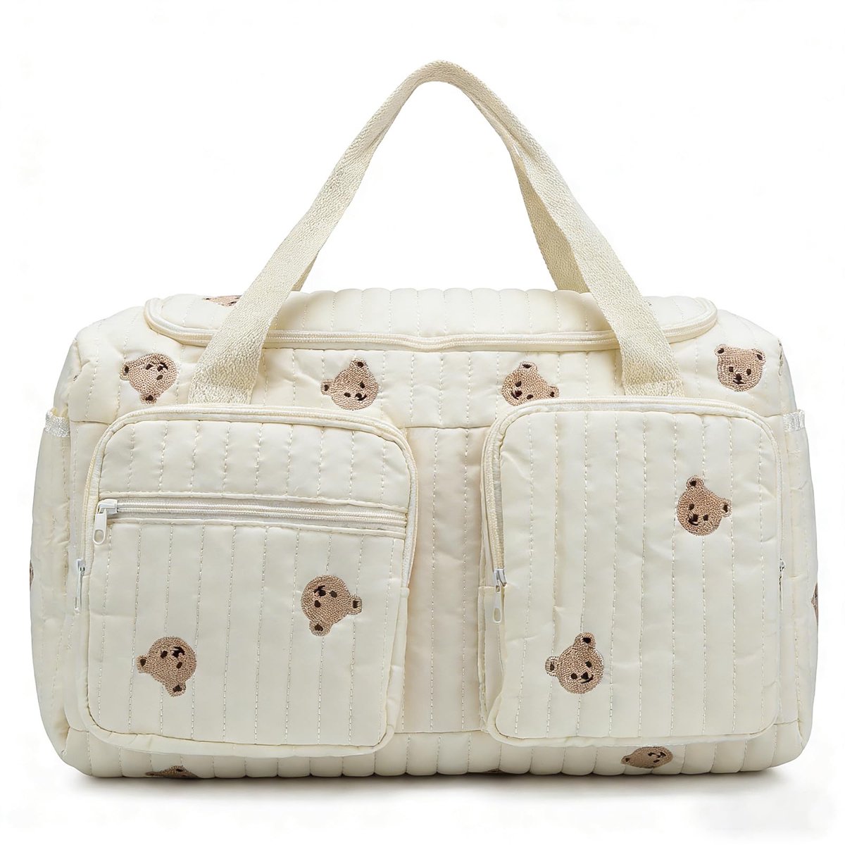 SnelShoppen - Gewatteerde Luiertas, Ziekenhuistas met Berenmotief, Lichtgewicht Duffeltas voor Dames, Schattige Weekendtas voor Binnen en Buiten, Draa
