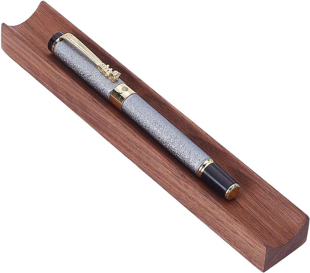 PLIGREAT Enkele walnoot houten pennenbak houten bureau potlood organizer houder minimalistische enkele pensteun voor - ShopVlot