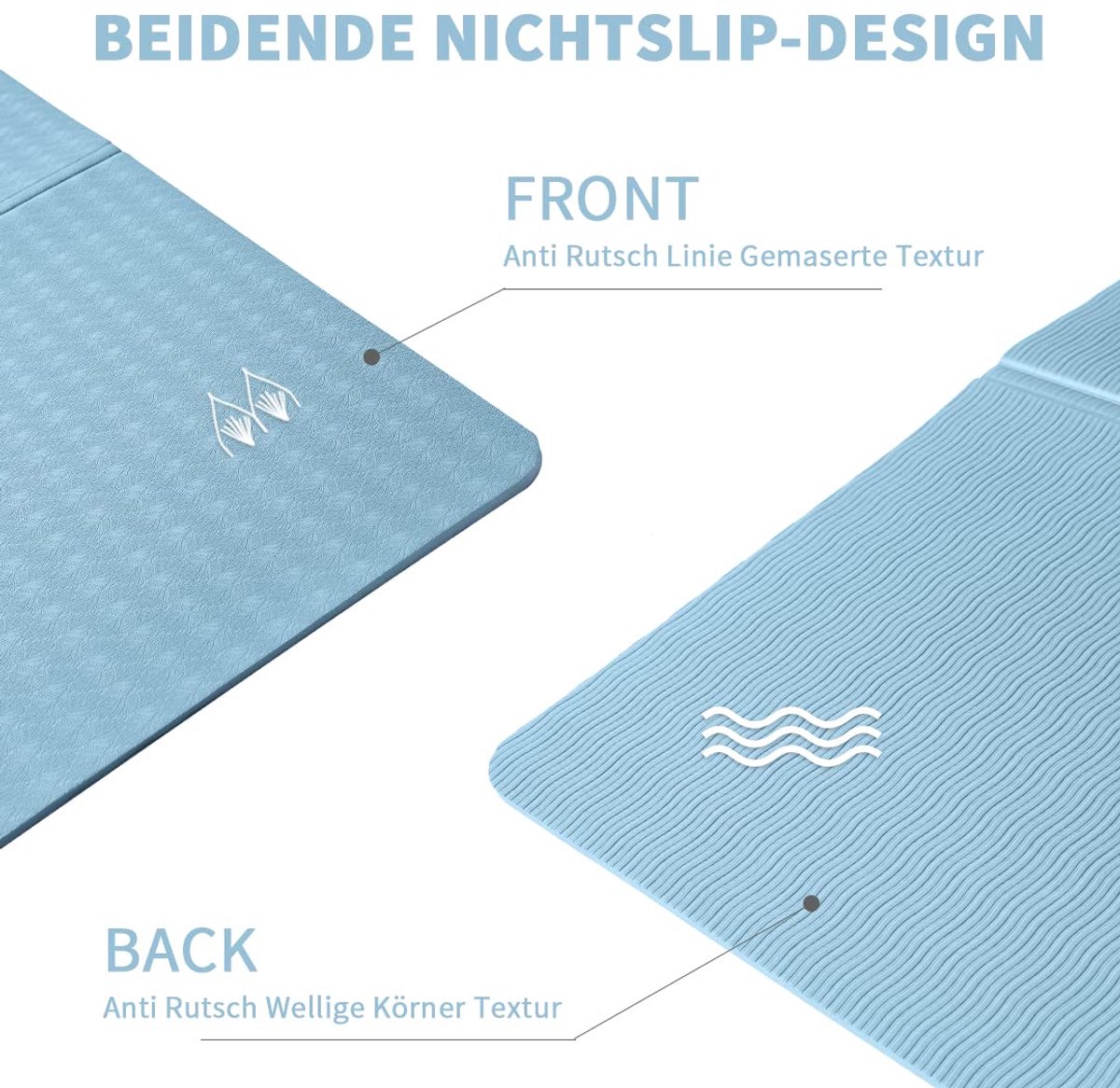 SnelShoppen - Opvouwbare Yogamat Antislip Draagbaar Fitnessmat 183x61x0.6 cm Blauw - Lichtgewicht Gymnastiekmat voor Pilates, Sport en Reizen thumbnail 6