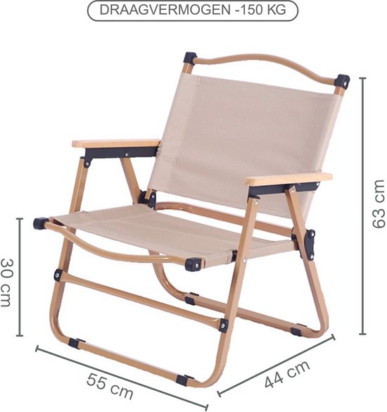 Opvouwbare Kampeerset voor 4 Personen - 120x60x45cm Campingtafel met 4 Stoelen - Roltafel - Kermitstoel - Buiteneettafel - Houtlook / Canvas - Draagbaar - Regisseursstoel - Relaxstoel voor buiten — afbeelding 2