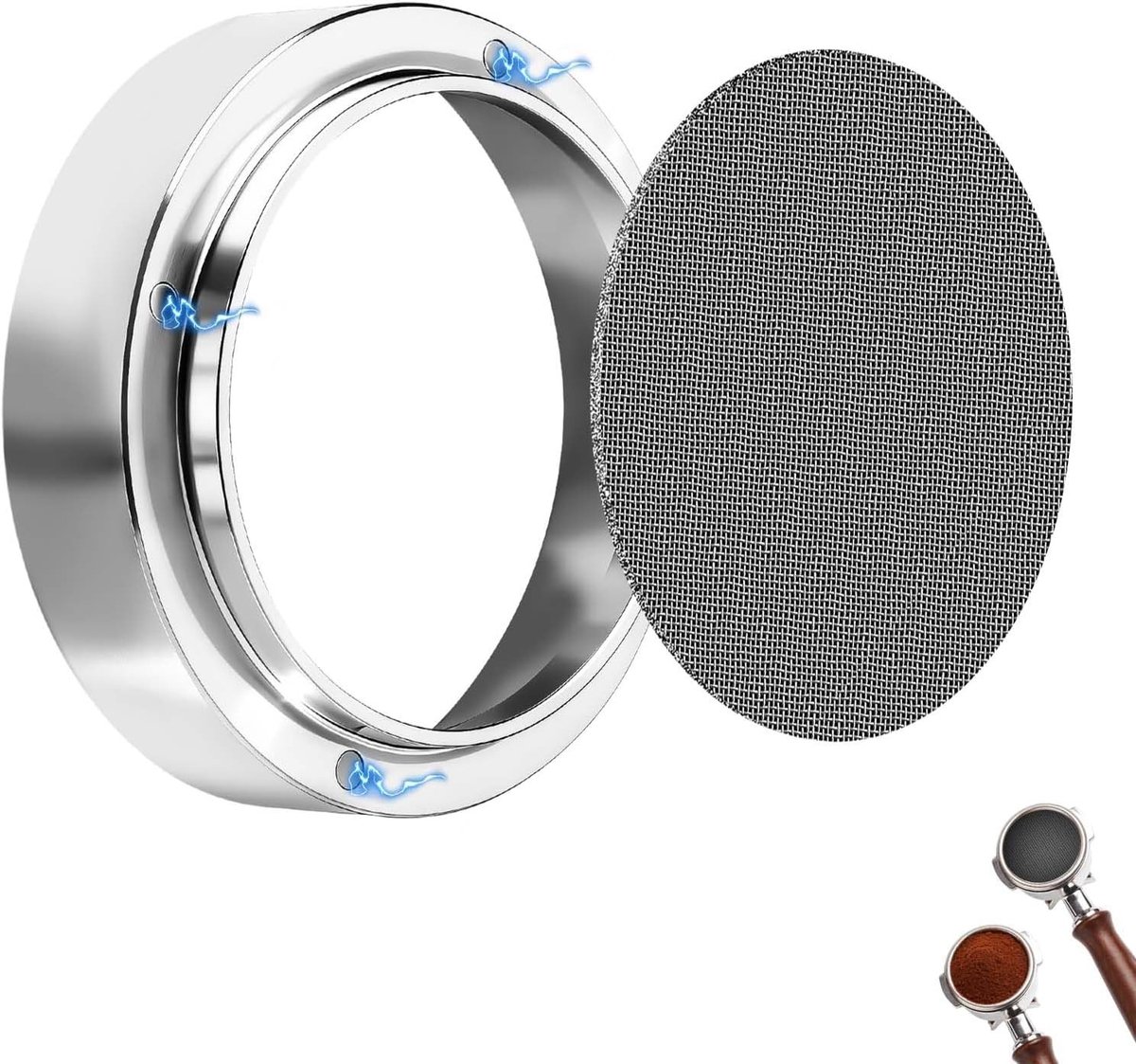 Koffiedoseerring 51 mm voor perfecte koffie-extractie, magnetische zeefhouder en puckscreen accessoires