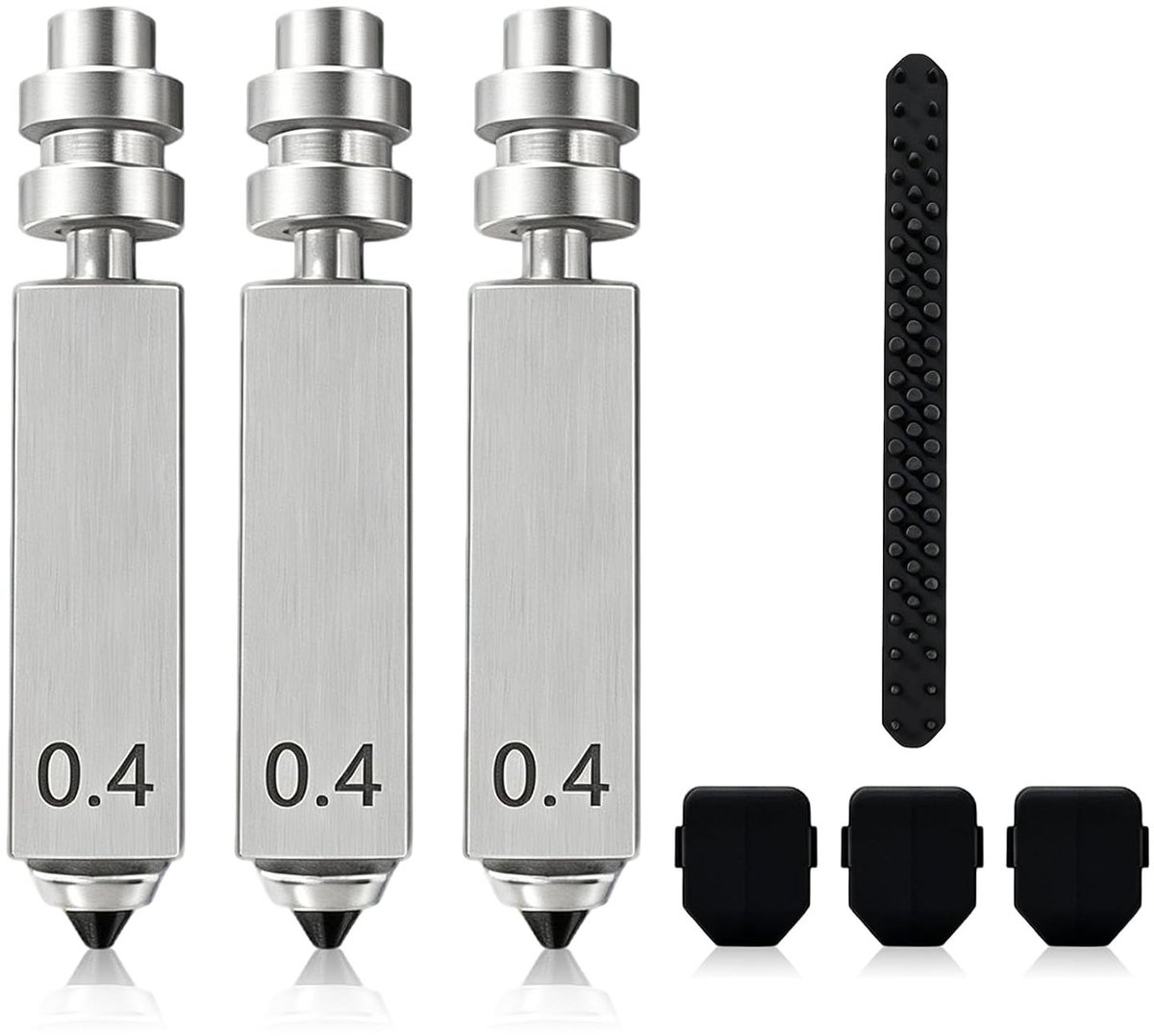 3PK 0,4 mm geharde stalen sproeiers met snelwissel mondstuk voor 3D-printers, geschikt voor hotend en printkop, hoge doorstroming en precisie