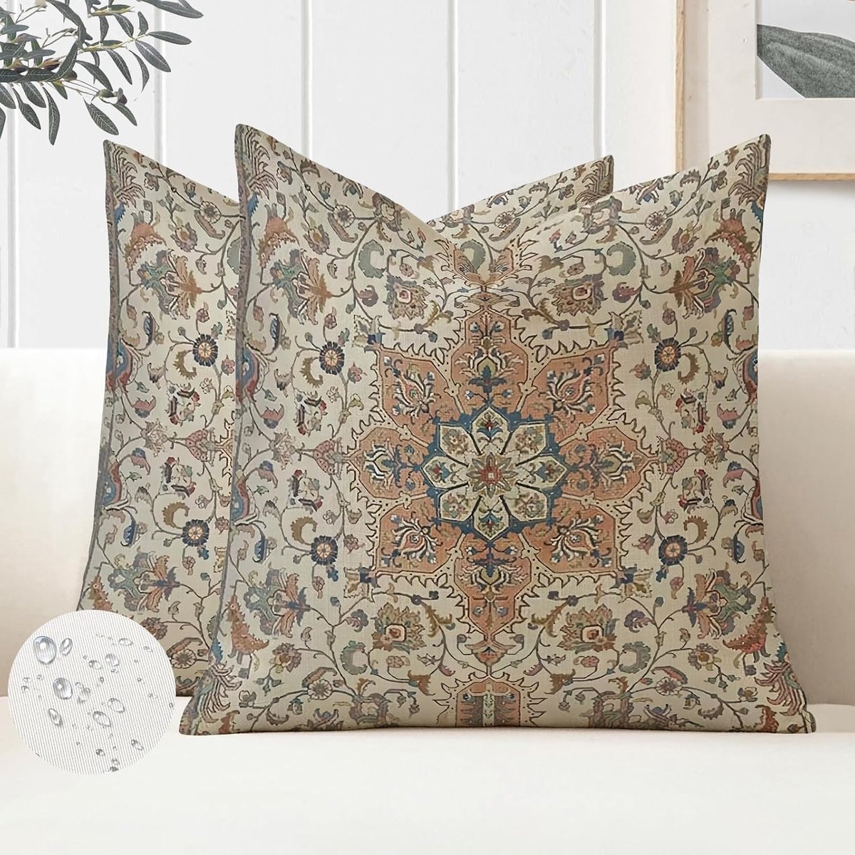 SnelShoppen - Set van 2 Boho Kussenslopen 45x45 cm Waterdicht Polyester, Etnische Abstracte Sierkussenhoezen voor Bank, Outdoor Gebruik, Tuin, Feest