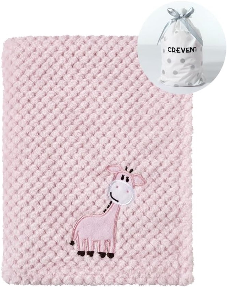 SnelShoppen - Schattige Pluizige Warme Babydeken 75 cm x 100 cm voor Meisjes en Peuters - Roze Giraffe Beddengoed voor Wieg en Kinderwagen - Perfect C