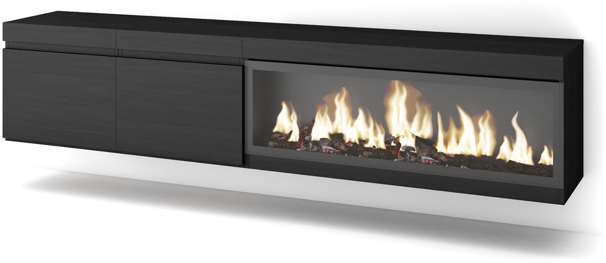 SnelShoppen - TV-Meubel Lowboard 210 cm voor TV's tot 80 inch met Elektrische Haard XXL - 