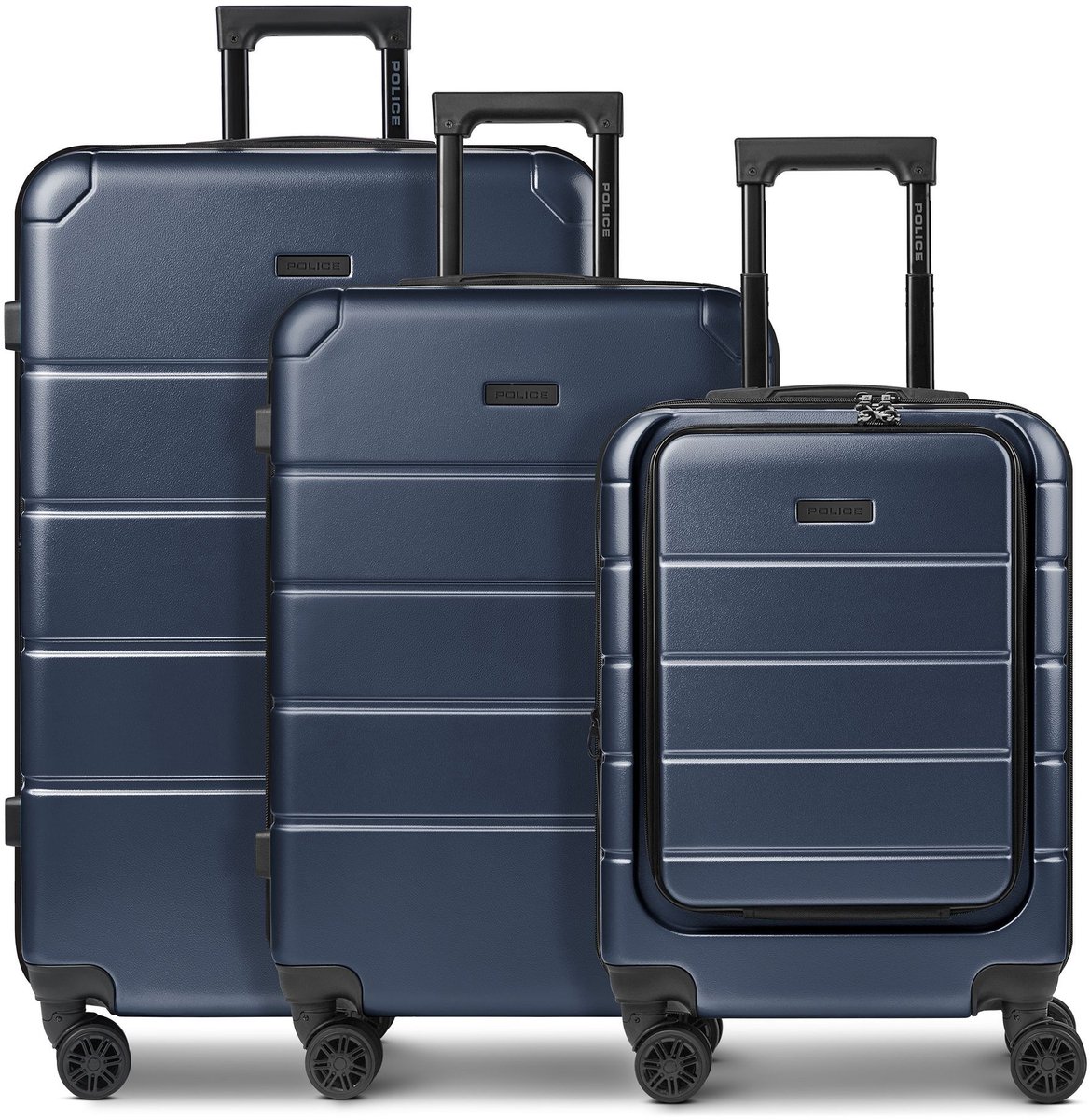 Police Dublin 4 wielen Kofferset 3-delig met uitbreidingsplooi - Harde bagage - Combinatieslot - dark blue
