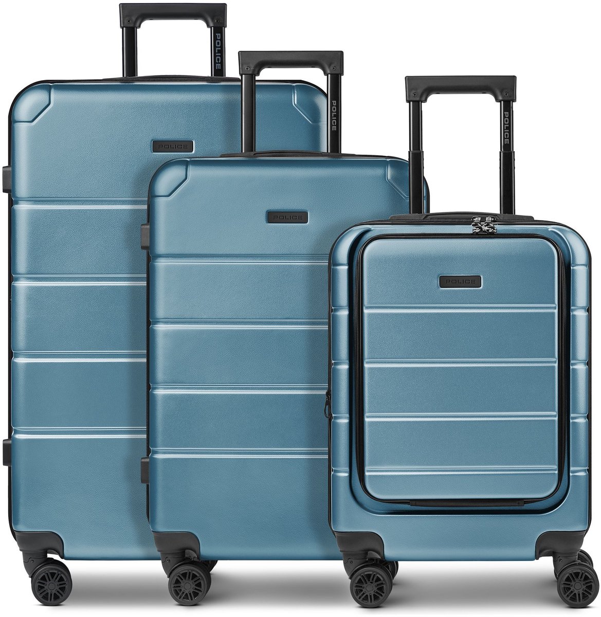 Police Dublin 4 wielen Kofferset 3-delig met uitbreidingsplooi - Harde bagage - Combinatieslot - ice blue