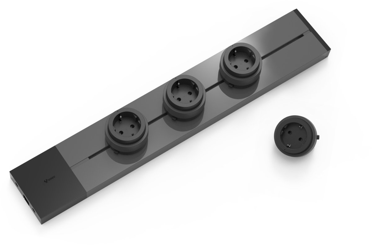 Goneo Modulaire stopcontactrail 50 cm met 4 verplaatsbare stopcontactmodules, Stekkerdoos, Schuko Type F stekkerdoos, voor keuken, kantoor en thuiswerkplek