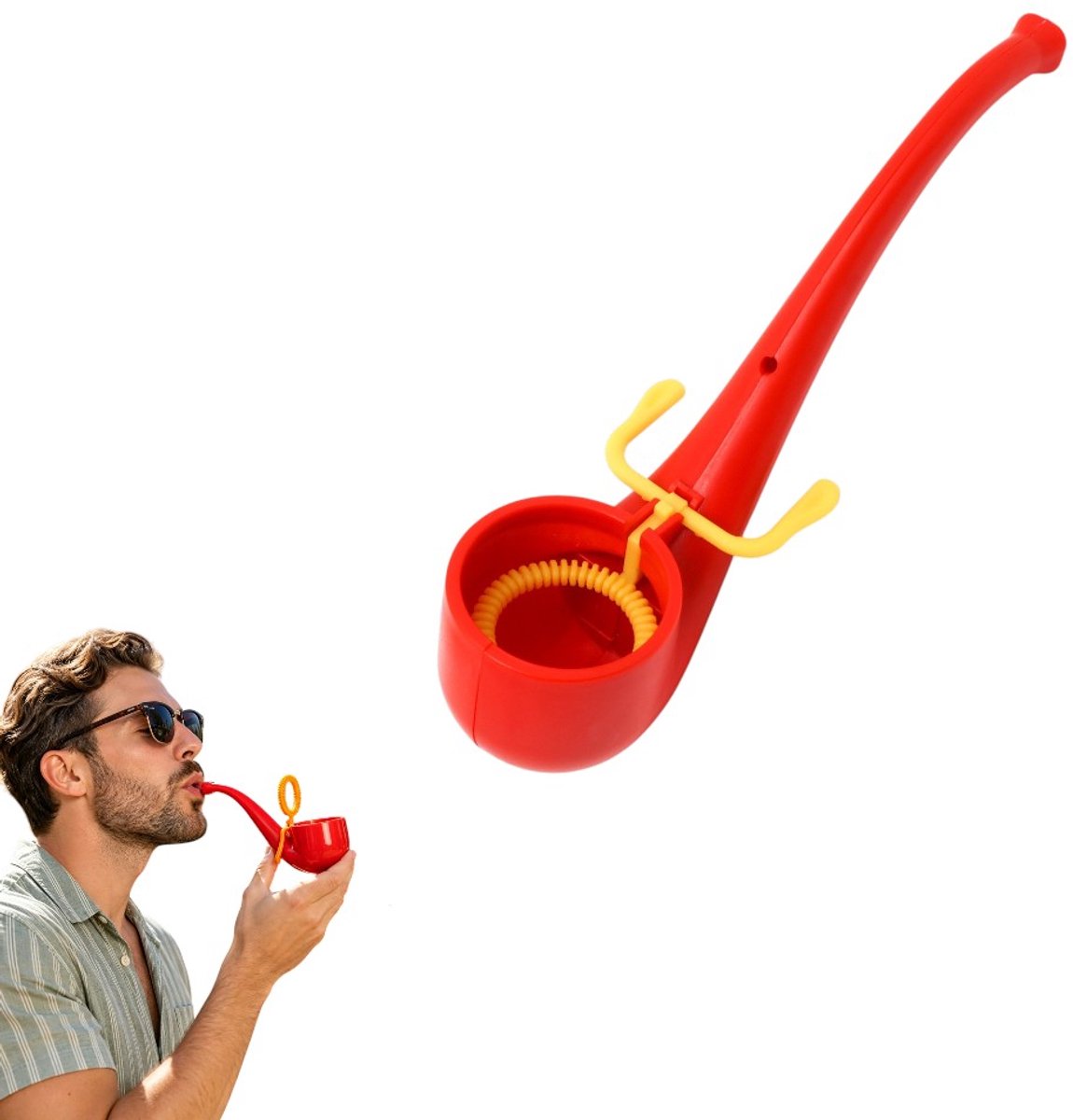 Rode bellenblaasbuis - Retro zeepbellenblaasbuis speelgoed - Bellenblazer voor buiten - Buisvormig - Geschikt voor kinderen en volwassenen, familieplezier - 13*3,8*9,8 cm