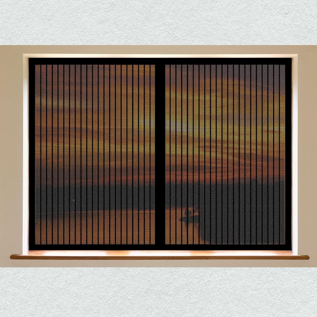 Vliegengordijn Raam - Insectenhor - Buitenlucht Binnen - Automatische Sluiting - 55 x 50 cm - Zwart
