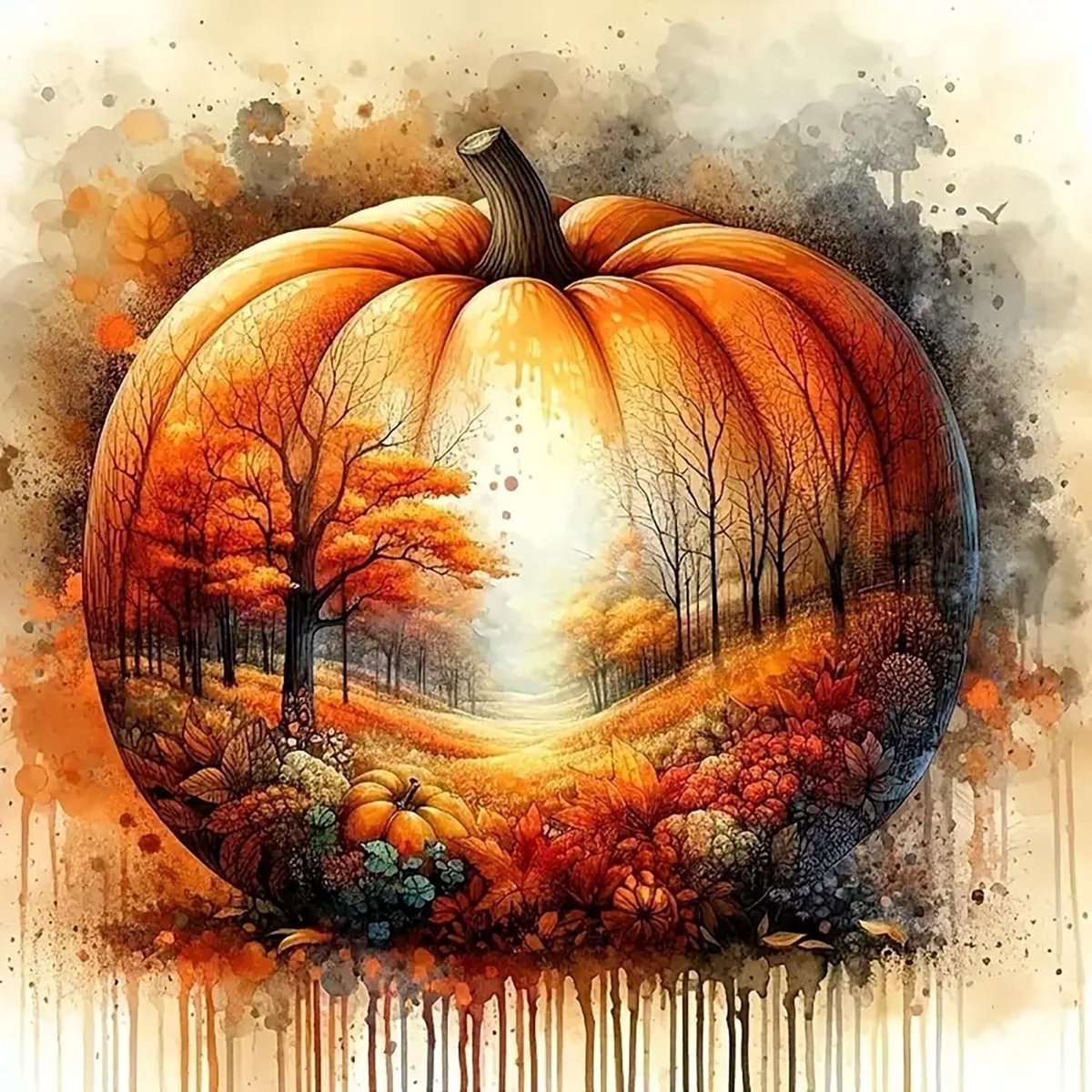 Herfstblad pompoen diamant schilderij voor volwassenen en beginners - Kleurrijke ronde DIY diamantkunst, creatief en ontspannend hobbyproject