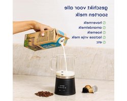 Melkopschuimer - Glazen Kan - Warme Dranken Maken - PFAS-Vrij Materiaal - 500 ml - Zwart