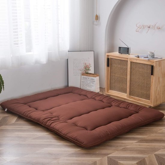 Japanse Vloermatras - Opvouwbare Matras - Comfortabel Slapen - Extra Dik Met Geheugenschuim - 90x190cm - Koffie — afbeelding 3