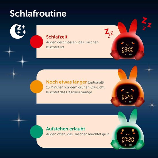 Slaaptrainer Kinderen - Nachtlamp Wekker - Routine Ontwikkelen - Kleurgecodeerd Systeem - 14 x 8 x 11 cm - Meerdere Kleuren — afbeelding 4