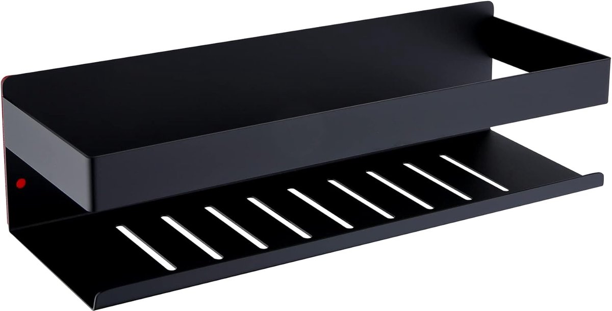 SnelShoppen - Wandplank Badkamer zonder Boren, 30CM Mat Zwart RVS SUS304 Douche Plank, Zelfklevend voor Badkamer en Keuken, Ruimtebesparend