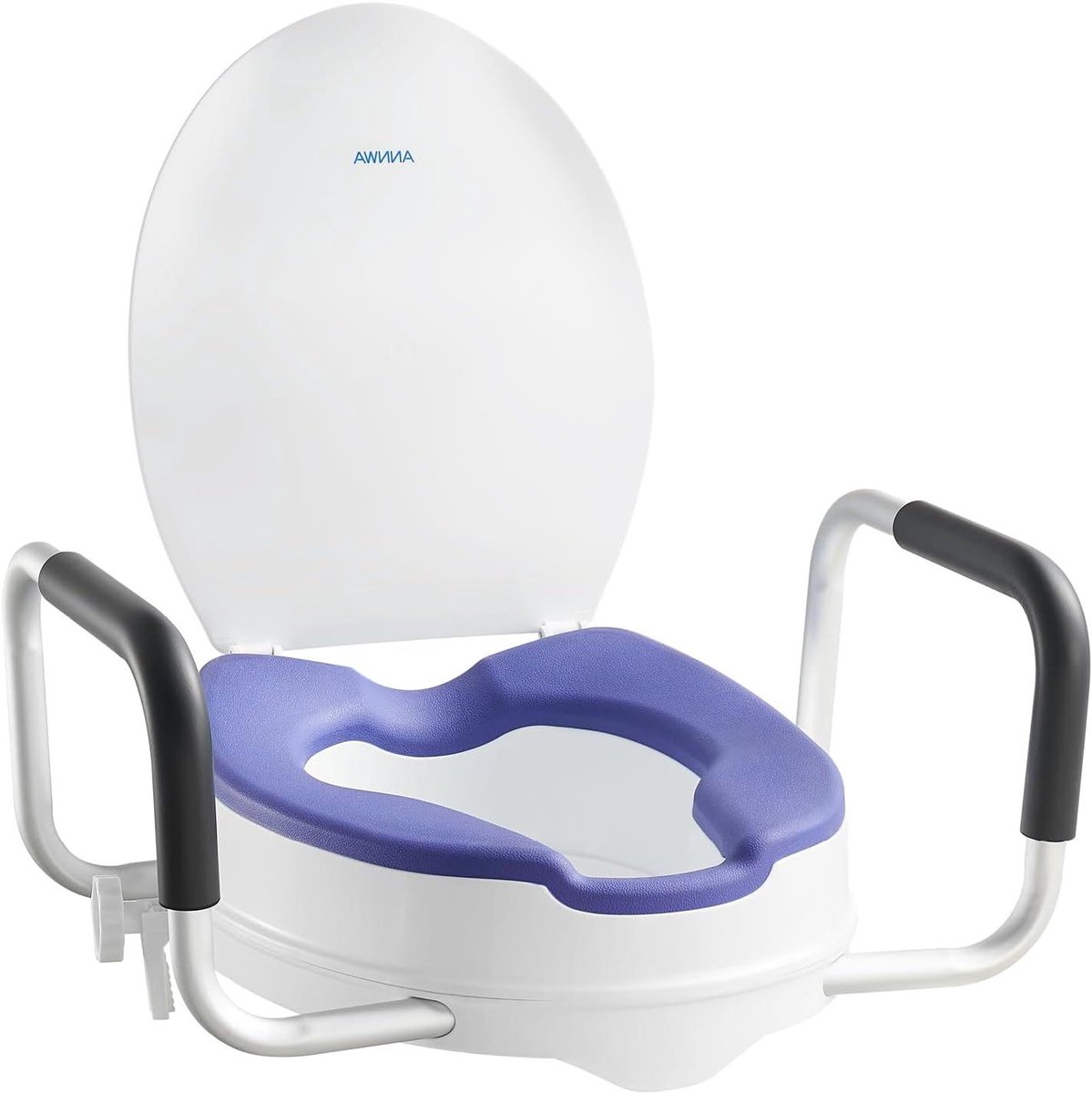 Toiletverhoger - Verhoogde zitting - Veilig zitten - Met armleuningen - Universeel - Wit blauw