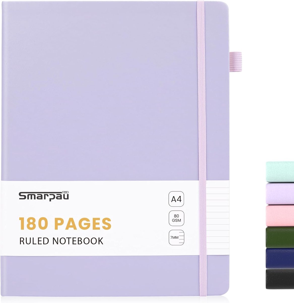 SnelShoppen - Smarpau Notitieboek A4 Hardcover Leer Dagboek met 180 Inktbestendige Pagina's Gelinieerd voor Werk Kantoor School Reizen Paars 21,3 x 29