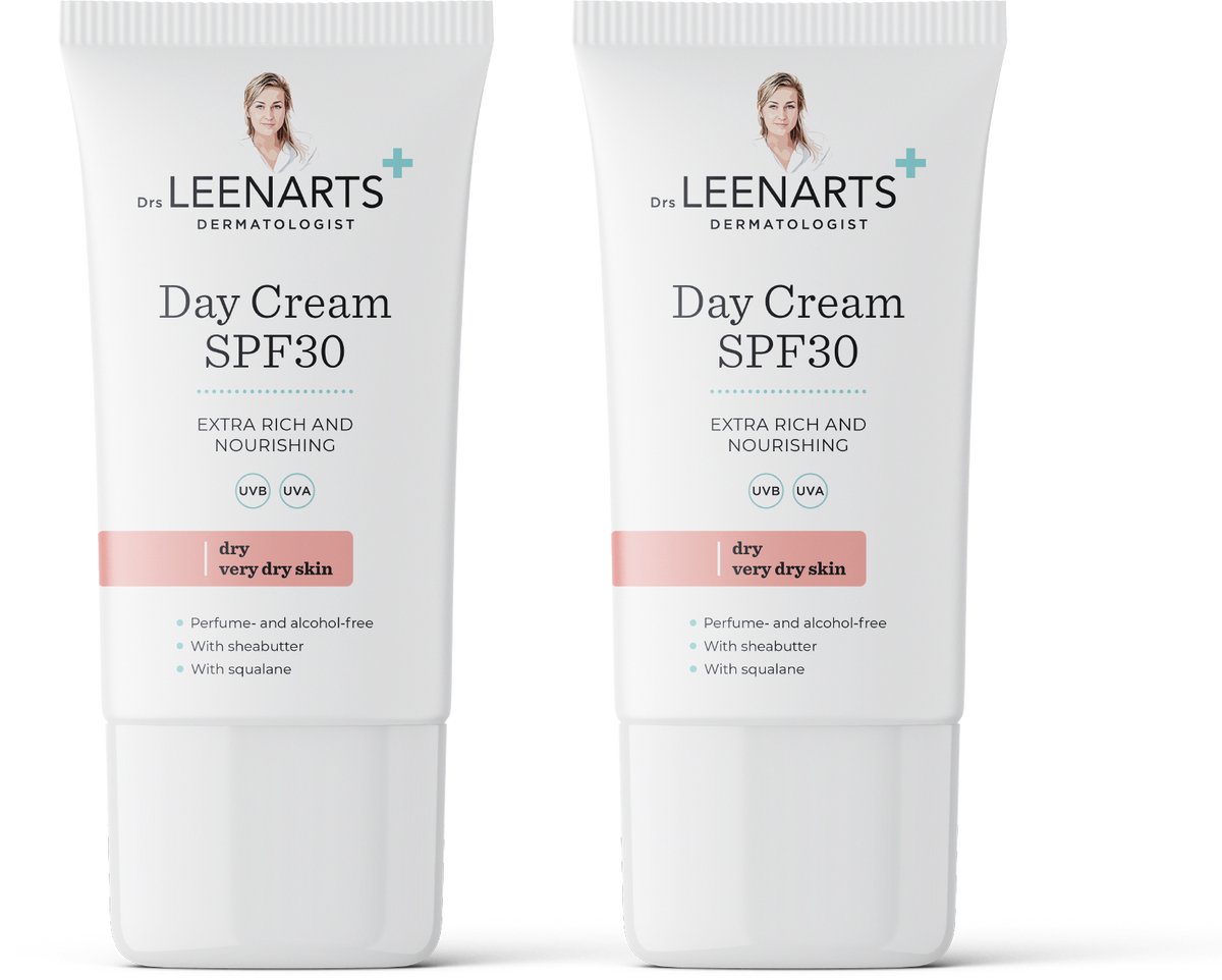 Drs Leenarts 2x Dagcrème SPF30 – 100 ml – Voor zeer droge huid – Parfum‑ & alcoholvrij