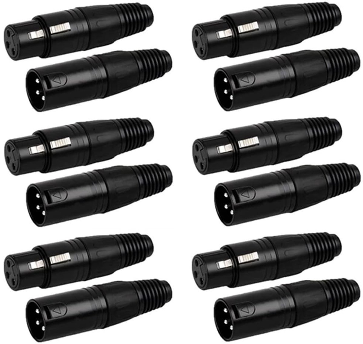 12pc 3 Pin XLR Connectors Set voor Microfoons, Audio Apparatuur en Geluidsinstallaties, Zwart
