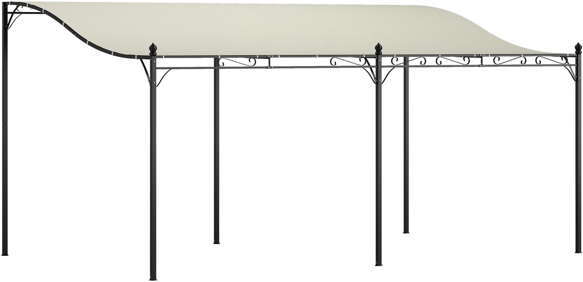 Pergola - 3 x 5 m - Prieel - Paviljoen - Terras - Weerbestendig - Metalen Frame - Met zonwering - Crèmewit