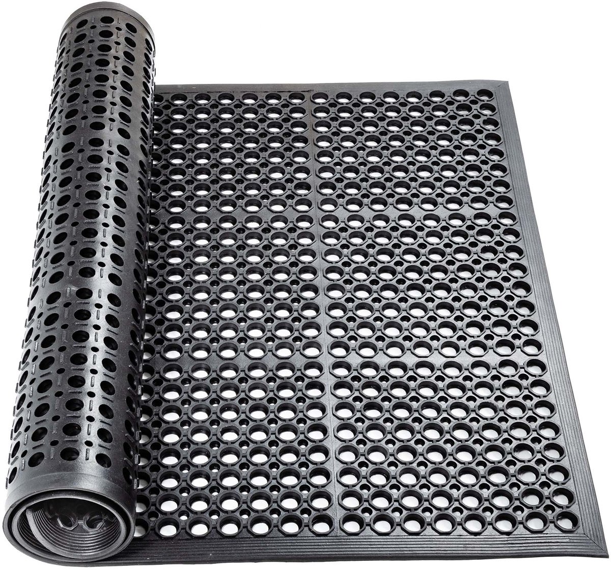 ANRO Rubberen Deurmat Zwart 90x150cm – Ringmat Honingraatmat Antislip Buiten Rubbermat Schoonloopmat