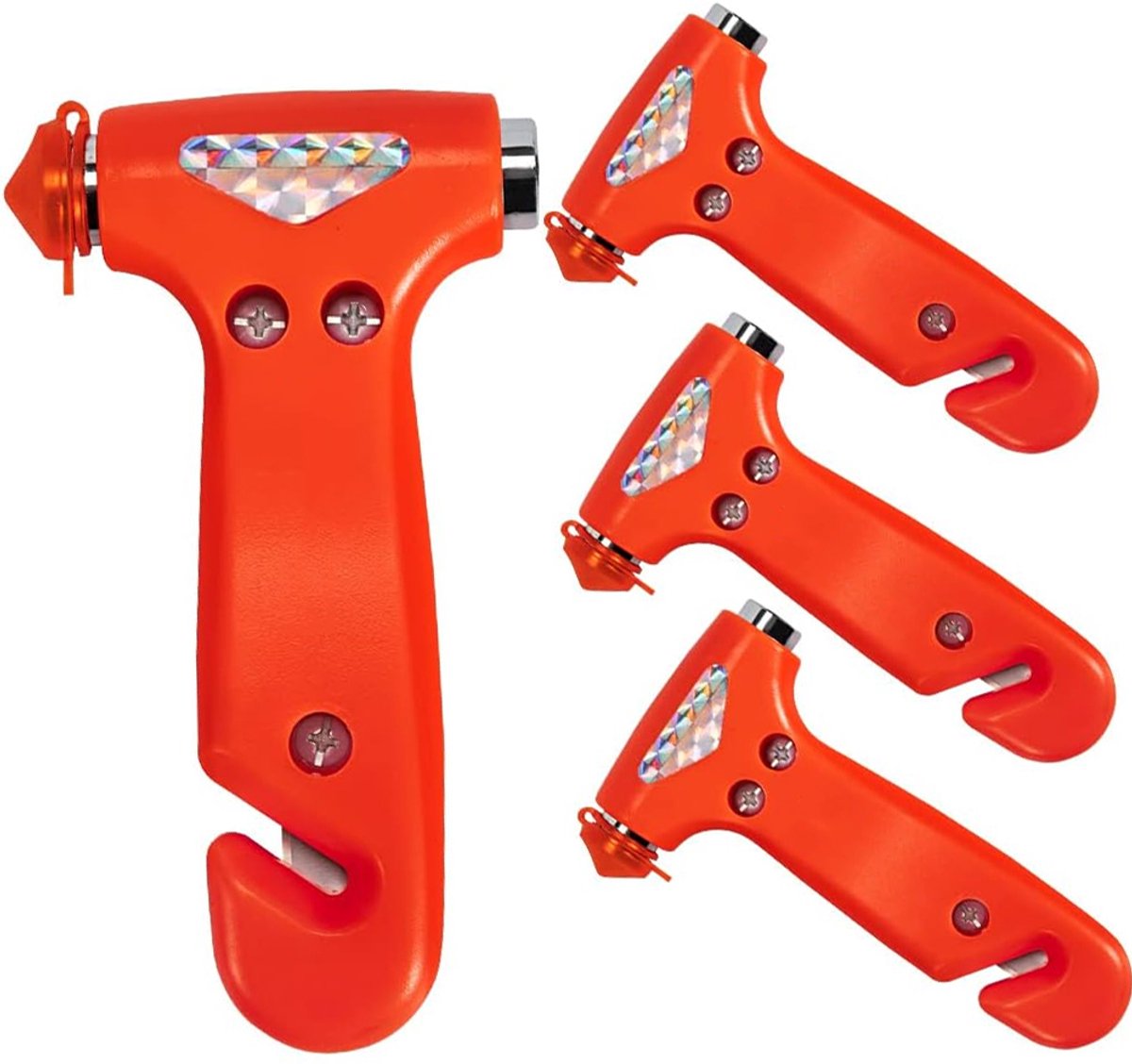 Autoglasbreker - Auto Noodhamer - 4 Stuks Ruitbreker en Gordelsnijder - Opvallend Rood Ontsnappingsgereedschap voor Auto-ongelukken - Compacte Veiligheidshamer - Nooduitrusting voor Voertuigen- Rood- 13.5×7.5×3.5cm
