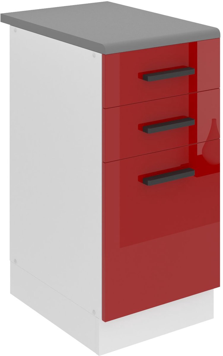 BELINI Keukenonderkast SDSZ 40 cm met Laden met Werkblad - Rood Hoogglans