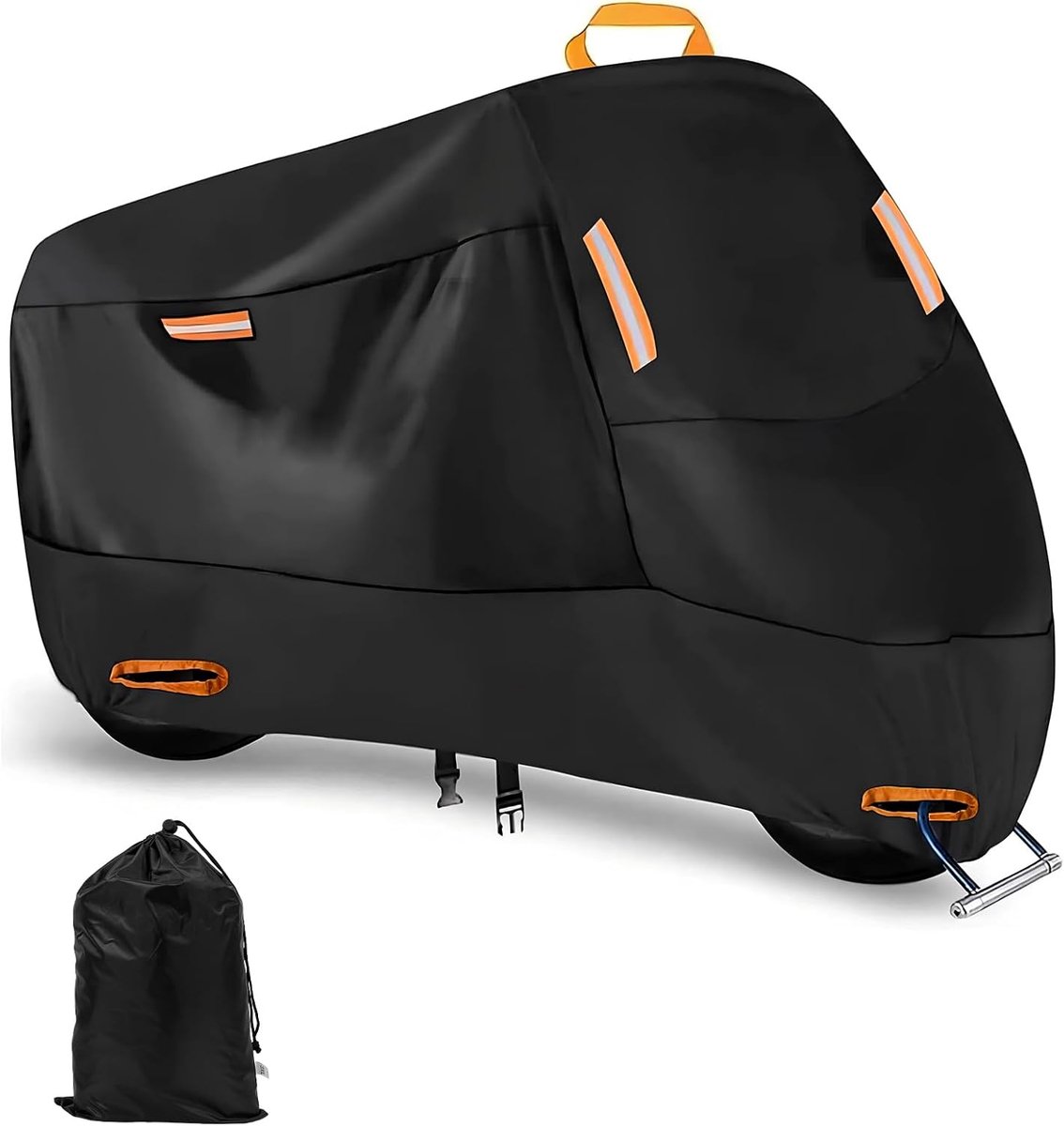 SnelShoppen - Zorplex Motorhoes 210D Oxford, Waterdicht en UV-bestendig, Winddicht met Reflecterende Strepen, Buitenhoes voor Motorfiets en Scooter (2