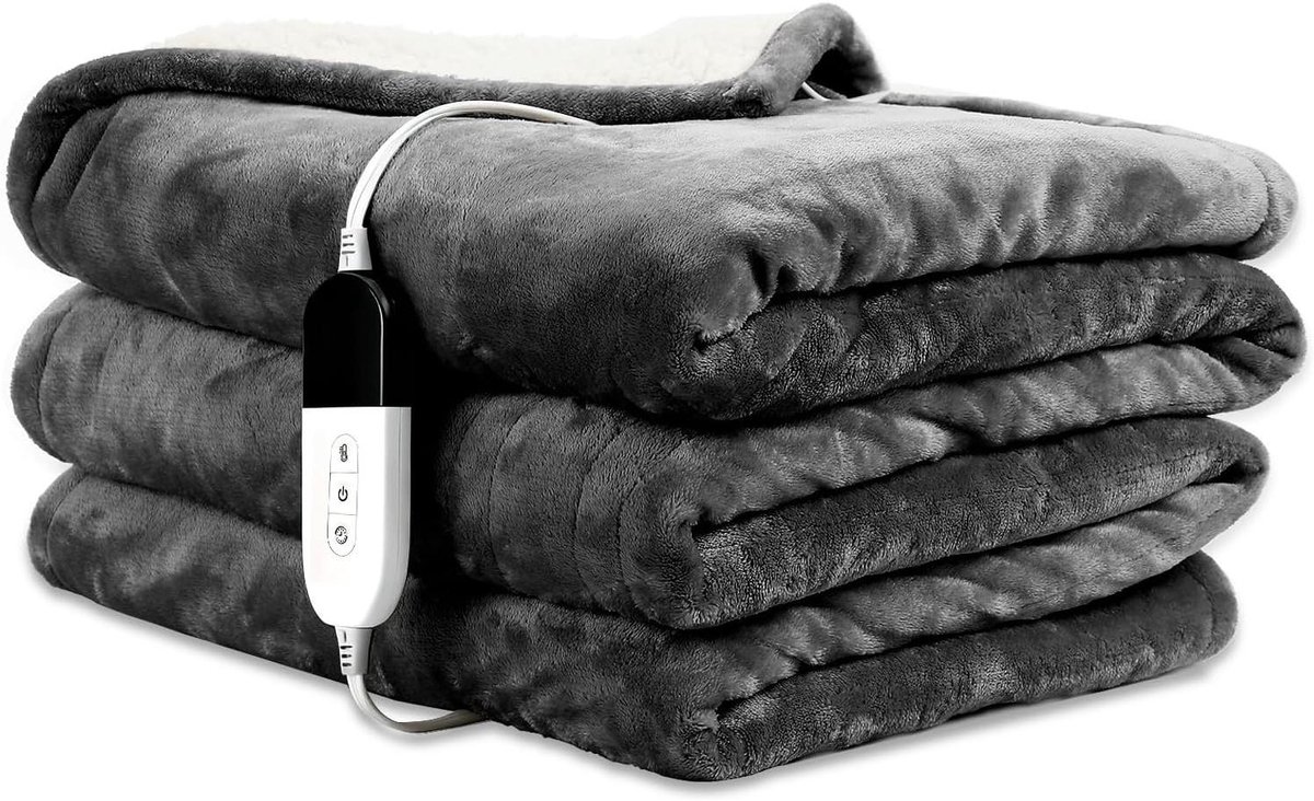 Elektrische Deken - Verwarmde Plaid - Ontspannen Warmte - Automatische Uitschakeling - 200 x 150 cm - Grijs